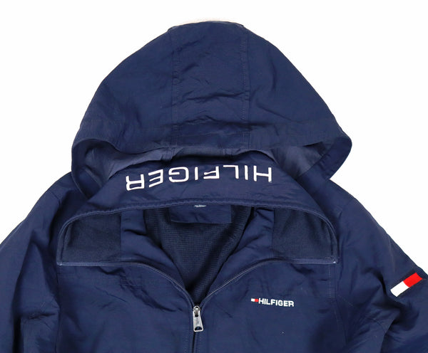 Donkerblauw Tommy Hilfiger jack met capuchon en logo-details