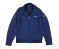 Tommy Hilfiger donkerblauw herenjack met capuchon volledig van voren