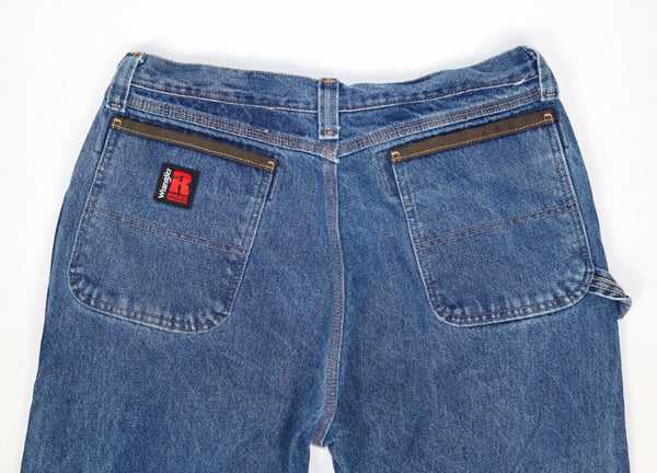 Wrangler werkjeans blauwe denim met tailleband en verstevigde voorzak
