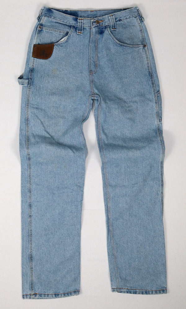 Wrangler RIGGS Workwear lichtblauwe heren werkjeans volledig van voren