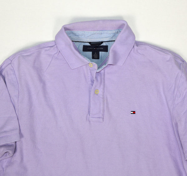Lichtpaarse Tommy Hilfiger polo maat M met geborduurd vlaglogo en polokraag