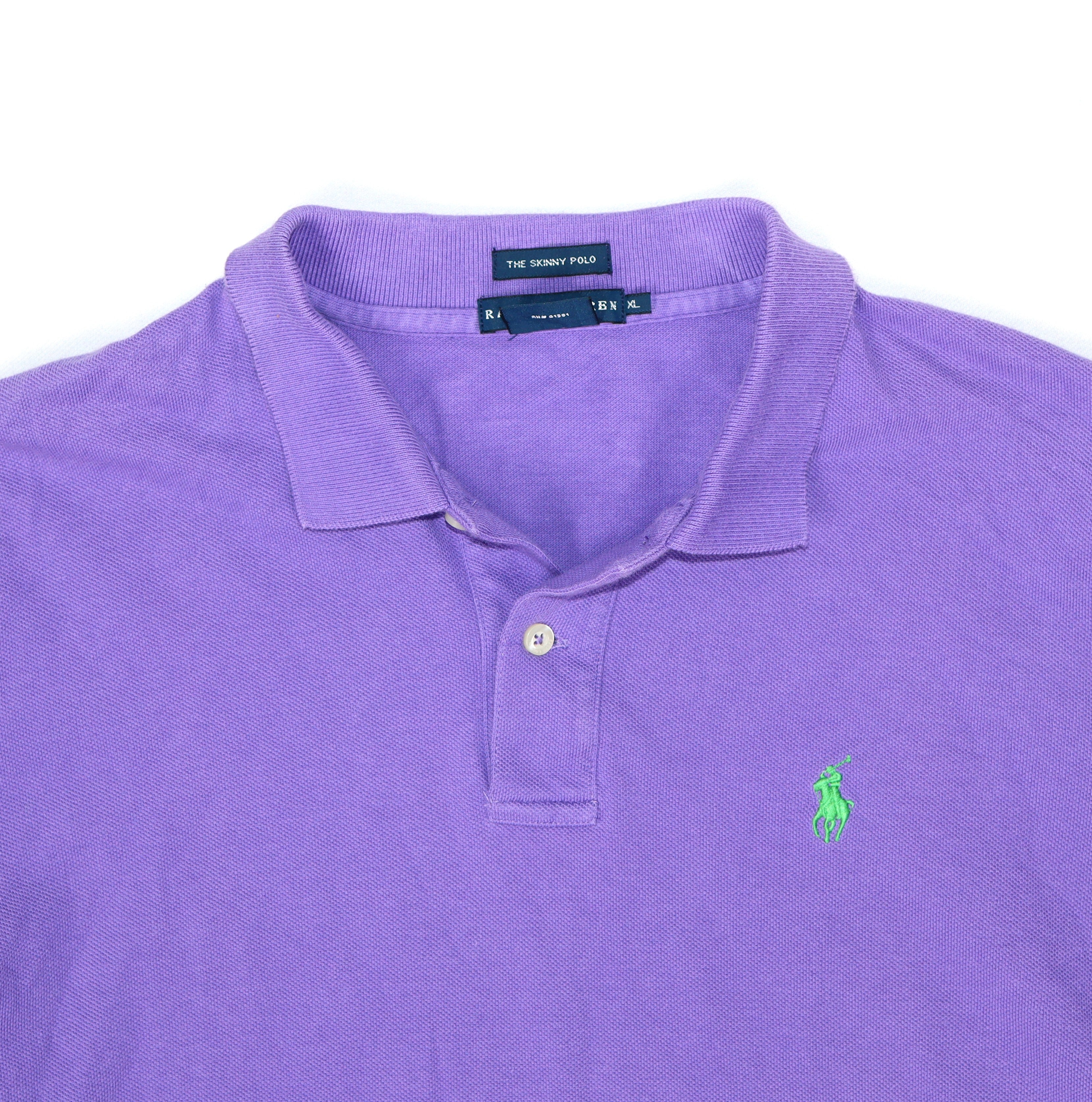 Ralph Lauren The Skinny Polo paars maat XL met groen Pony-logo