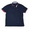 Tommy Hilfiger donkerblauwe heren polo maat L met borstzak volledig van voren