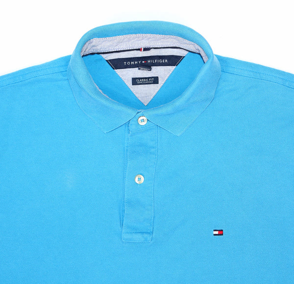 Tommy Hilfiger heren polo turquoise Classic Fit maat L