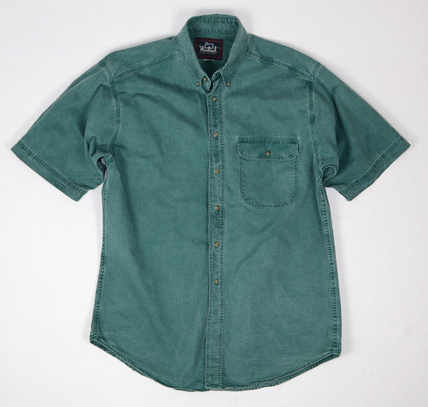 Woolrich groen heren overhemd met korte mouwen volledig van voren