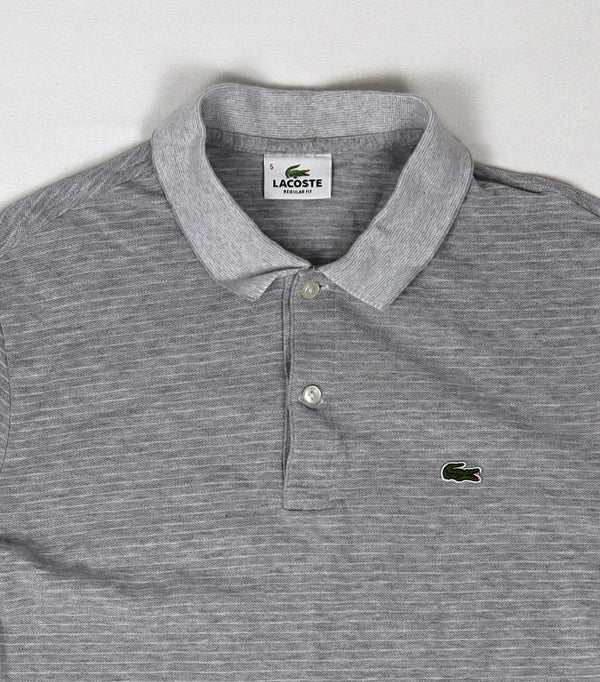 Grijs gestreepte Lacoste Regular Fit polo maat 5 met krokodillenlogo