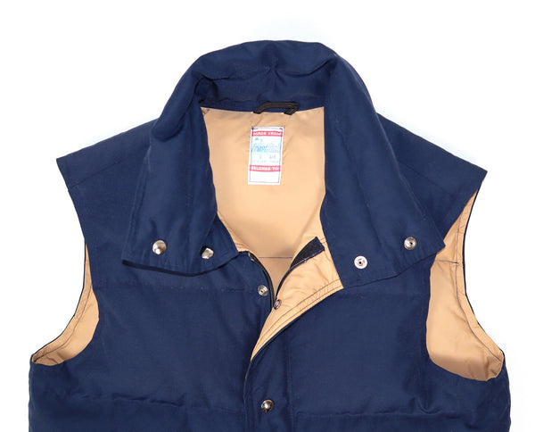 Frostline Kit bodywarmer donkerblauw met beige voering en vintage binnenlabel