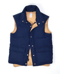 Vintage Frostline Kit donkerblauwe bodywarmer met beige binnenzijde volledig van voren