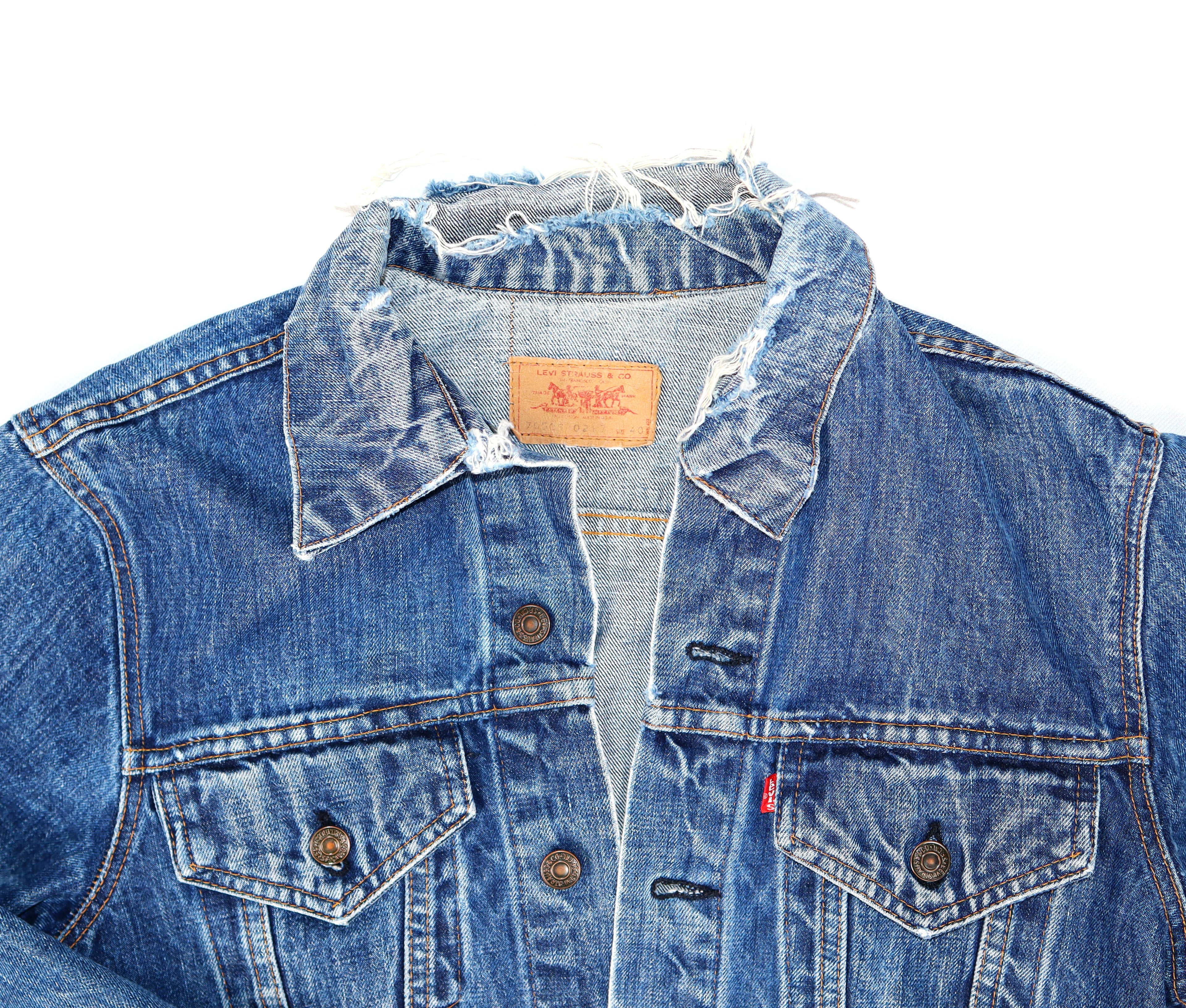 vintage Levi's Type III Trucker spijkerjas uit de jaren '70 raag