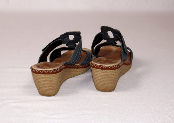 Rieker dames sandalen blauwgrijs met sleehak maat 38