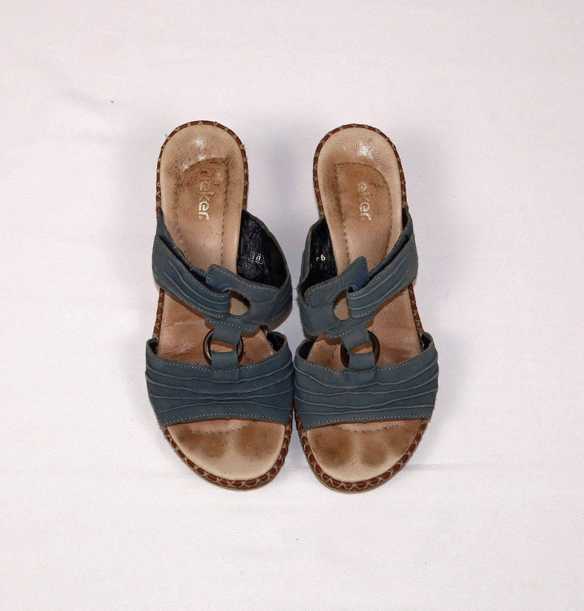 Rieker dames sandalen blauwgrijs met sleehak maat 38