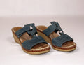 Rieker dames sandalen blauwgrijs met sleehak maat 38