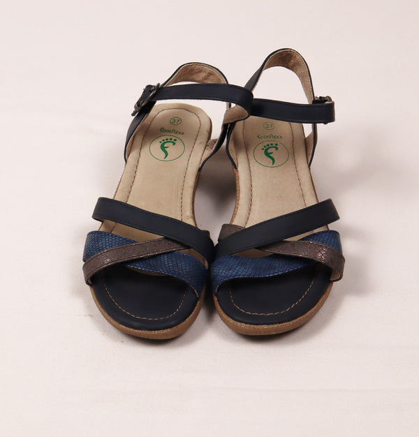 FootFlexx dames sandalen maat 37 – donkerblauw/brons
