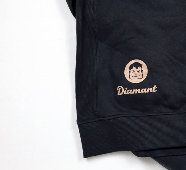 Diamant hoodie zwart detail kleine print achterkant