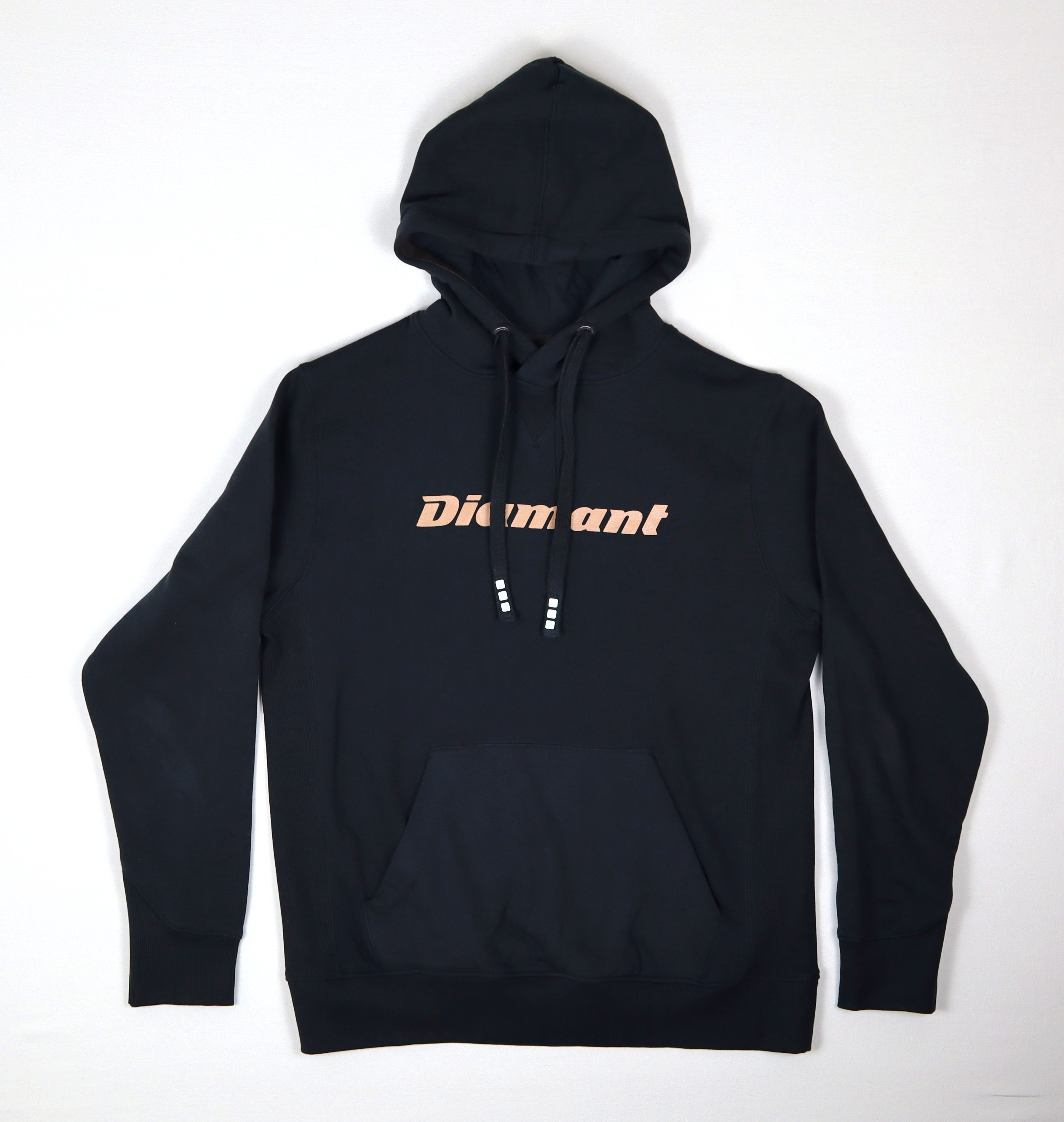 Diamant heren hoodie zwart met logoprint voorkant