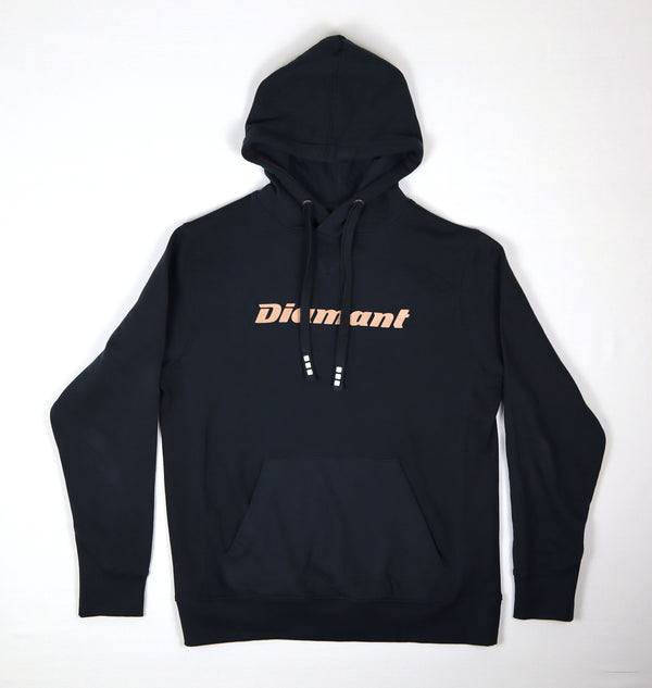 Diamant heren hoodie zwart met logoprint voorkant