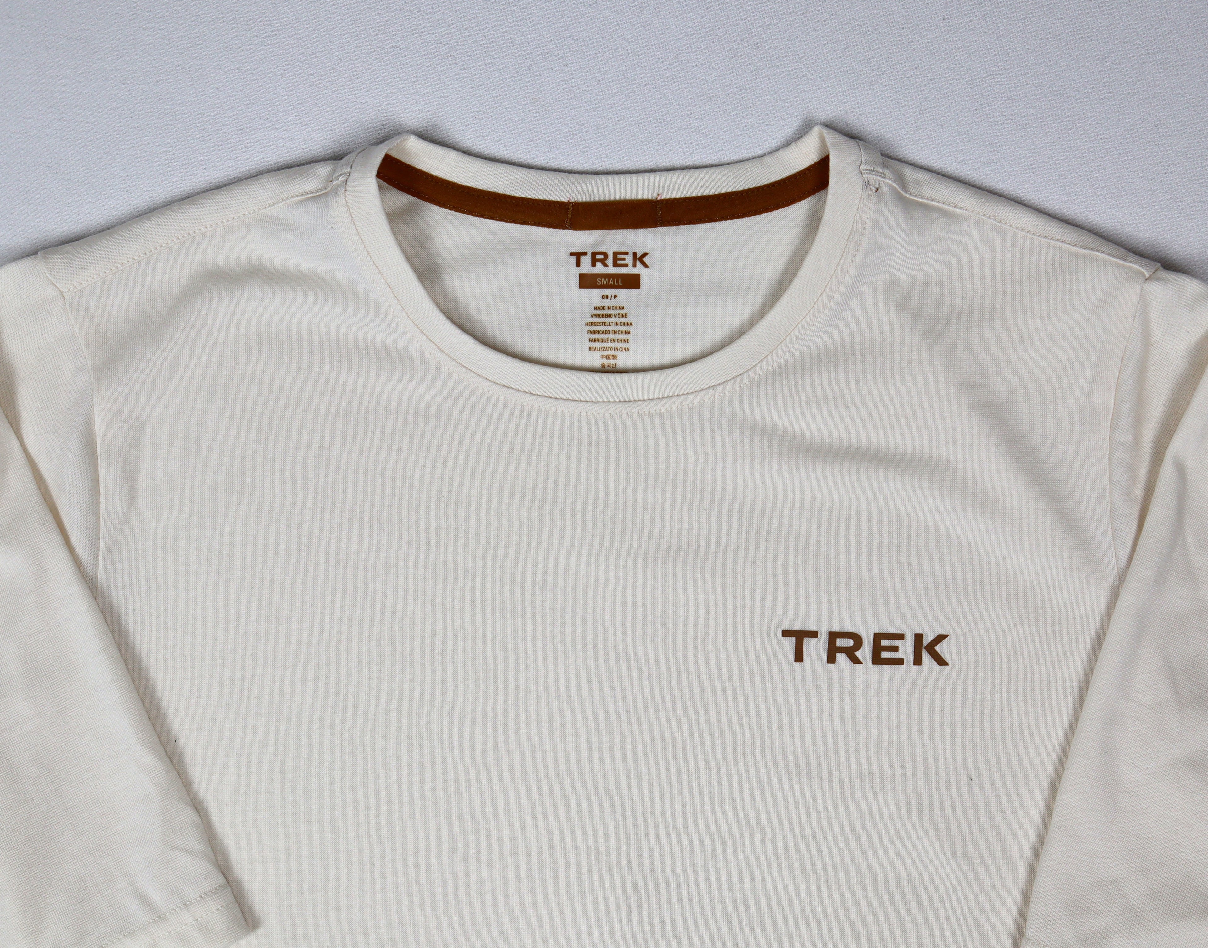 Trek heren sportief cycling T-shirt maat Small crème met ronde hals
