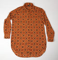 Norah dames blouse maat 38 bruin oranje print label detail