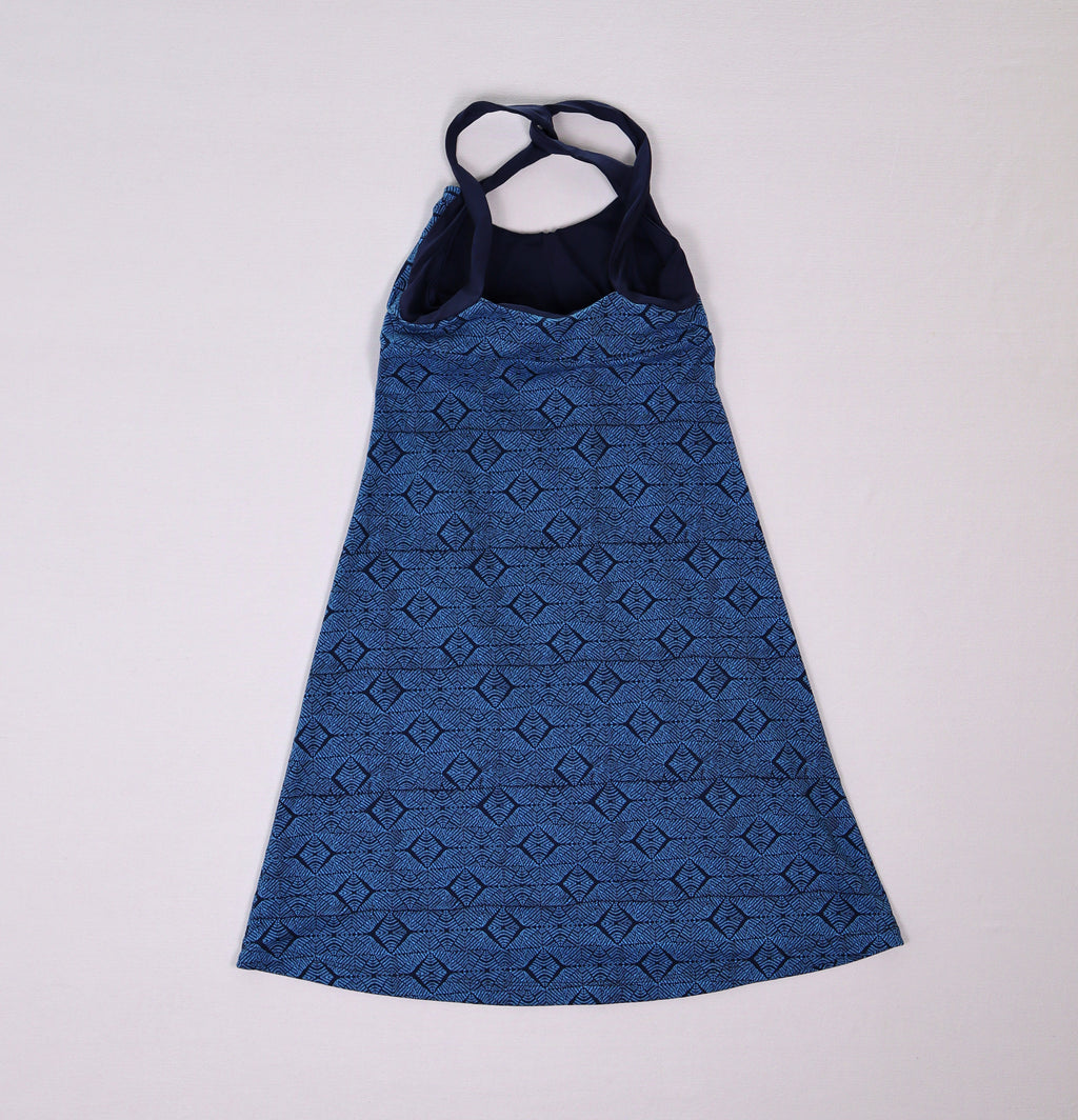 Patagonia blauwe halterjurk met print XS