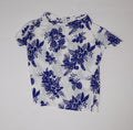 Wit T-shirt met blauwe tropische print maat M