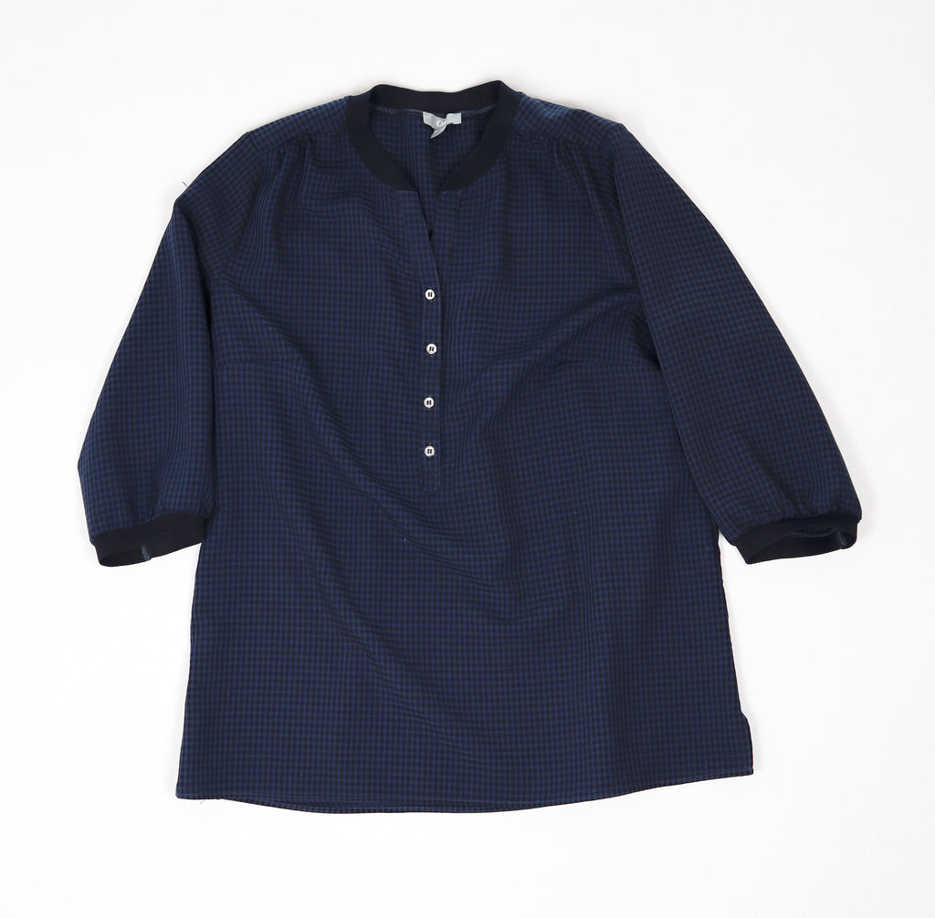 Donkerblauwe C&A blouse met ruitpatroon maat 42