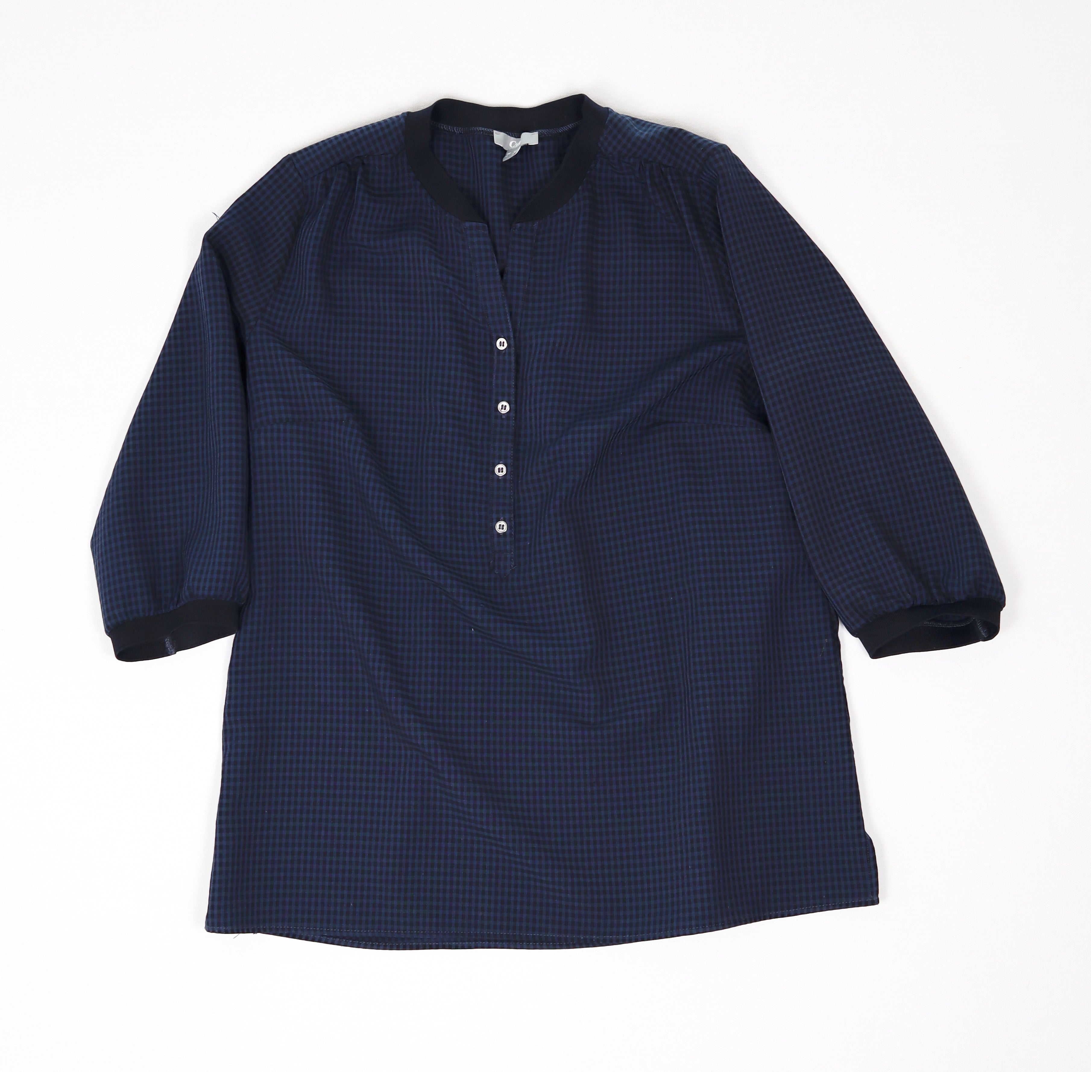 Donkerblauwe C&A blouse met ruitpatroon maat 42