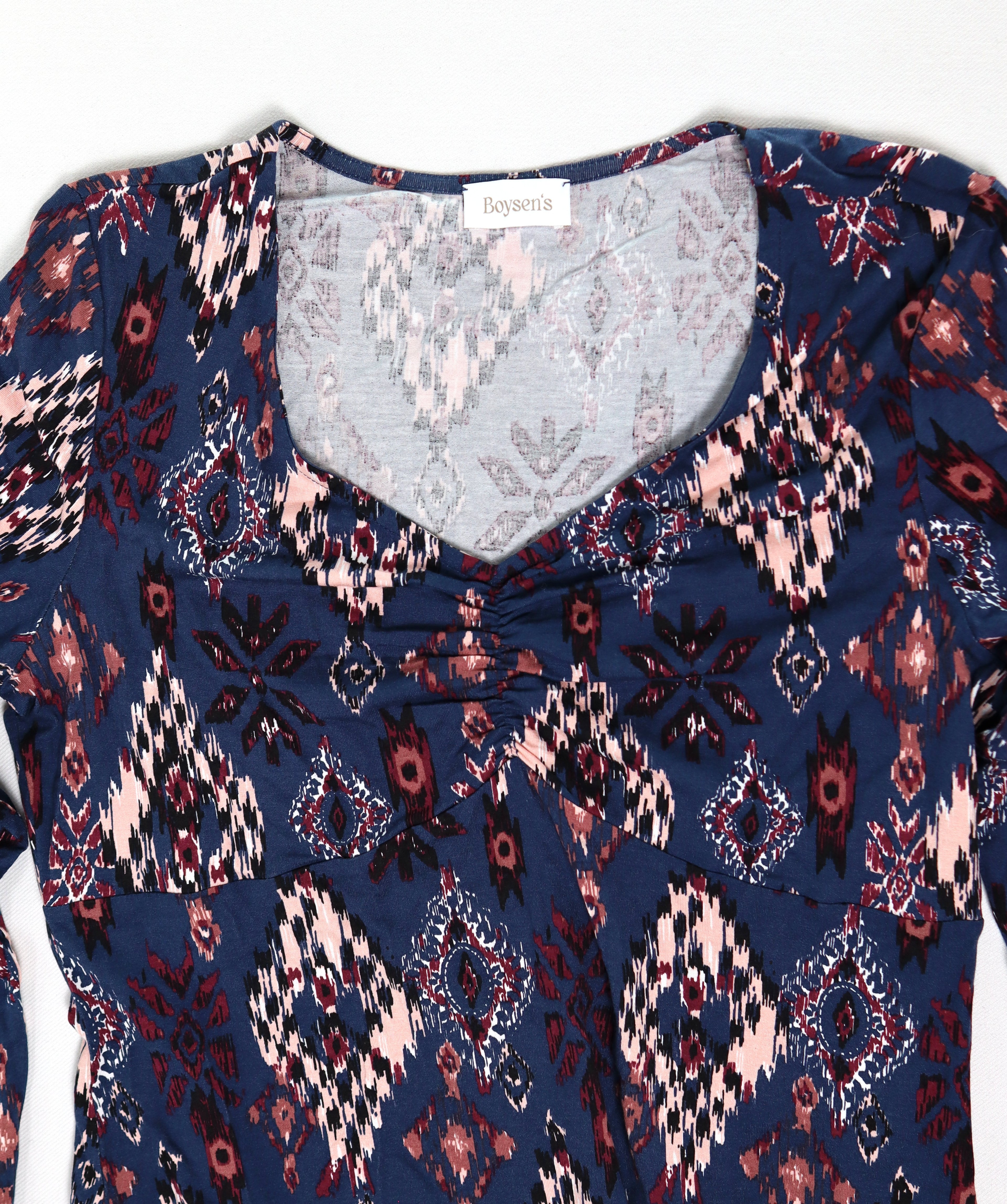Boysen’s blauwe top met print maat 40