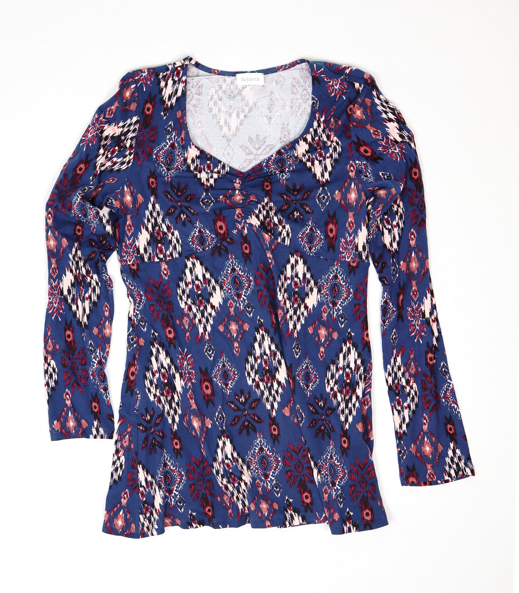 Boysen’s blauwe top met print maat 40