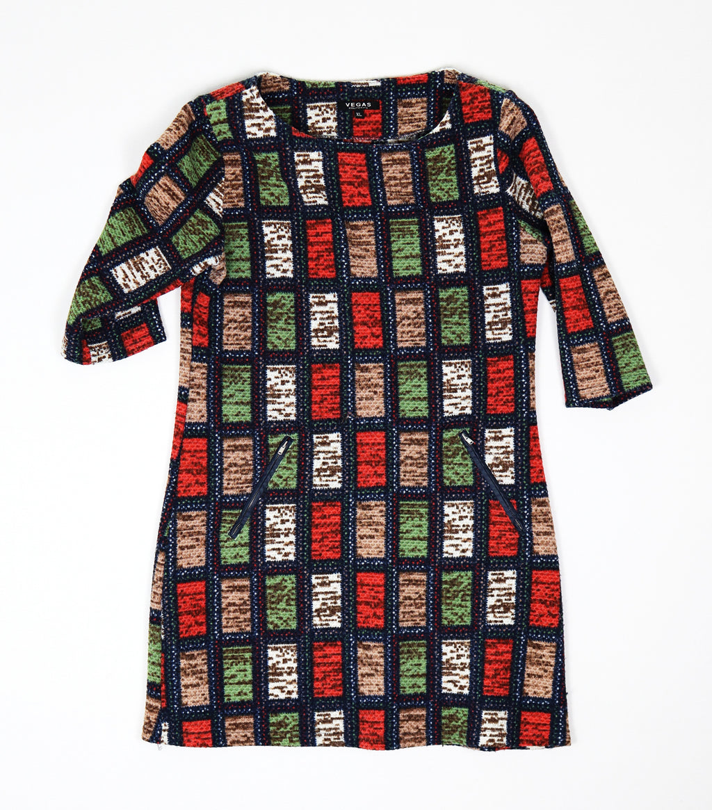 Vegas jurk / tuniek met kleurrijk blokpatroon maat XL