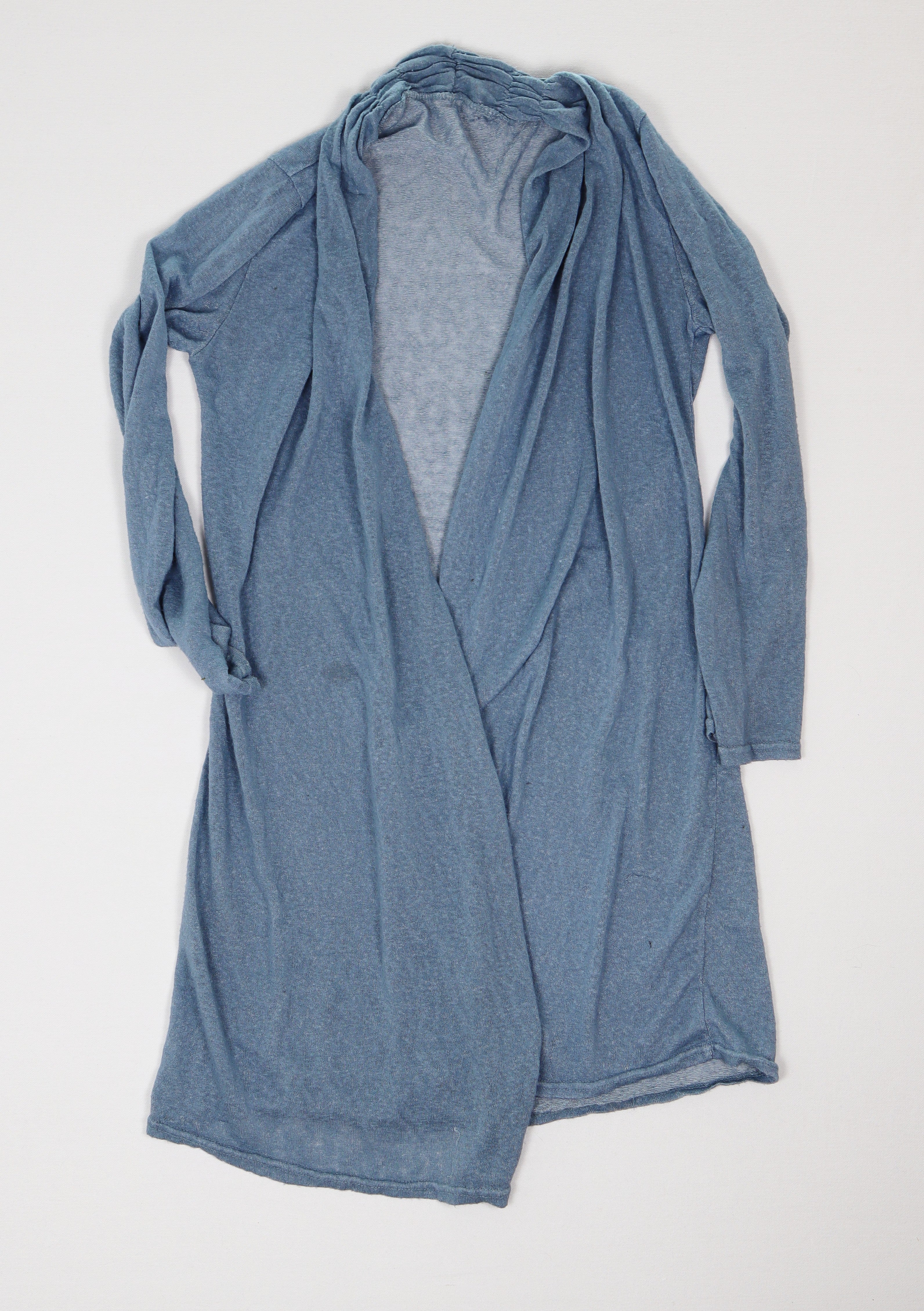Lichtblauw lang vest / open cardigan met capuchon maat 42
