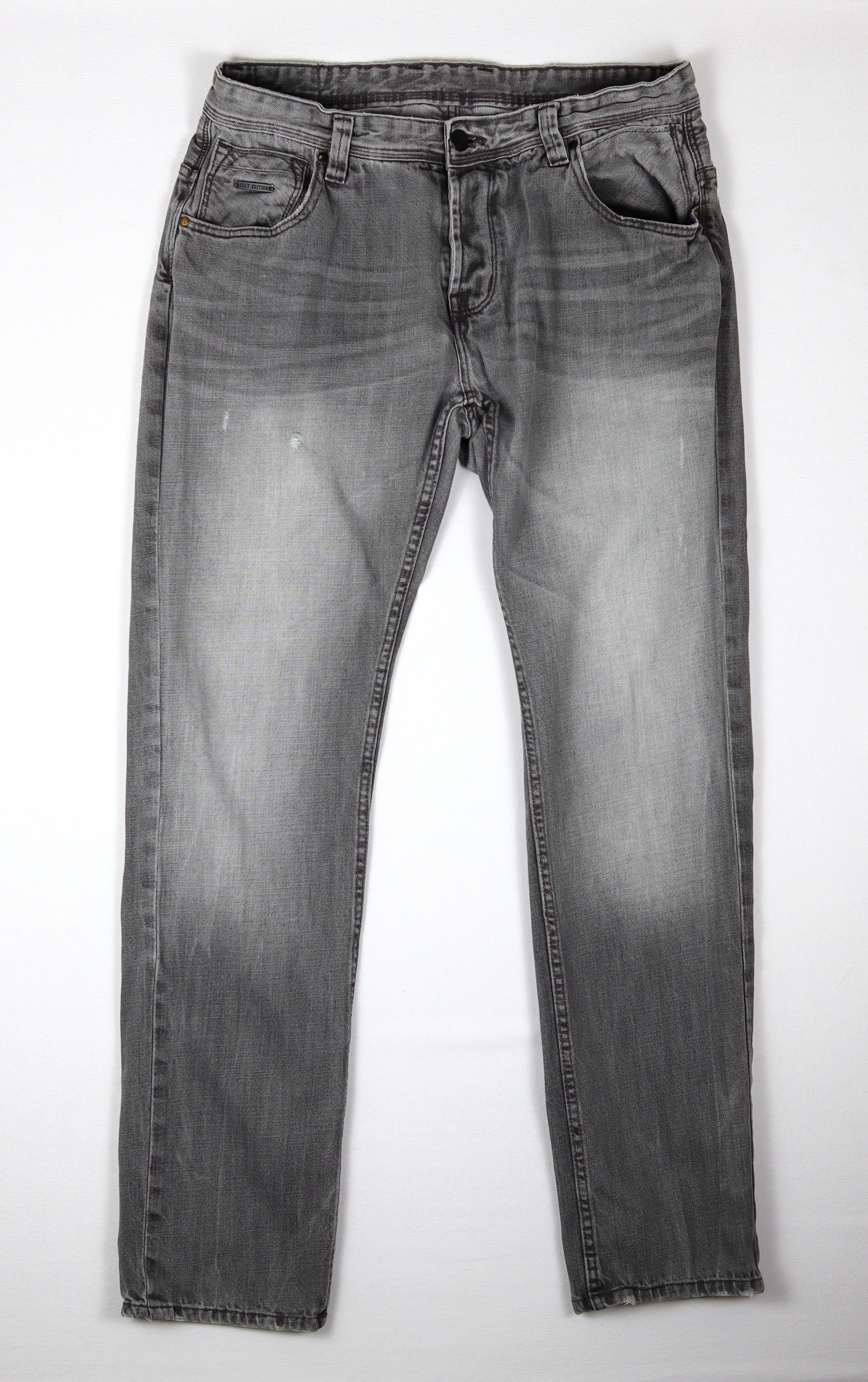 Cult Edition heren jeans W36 L34 grijs denim voorkant