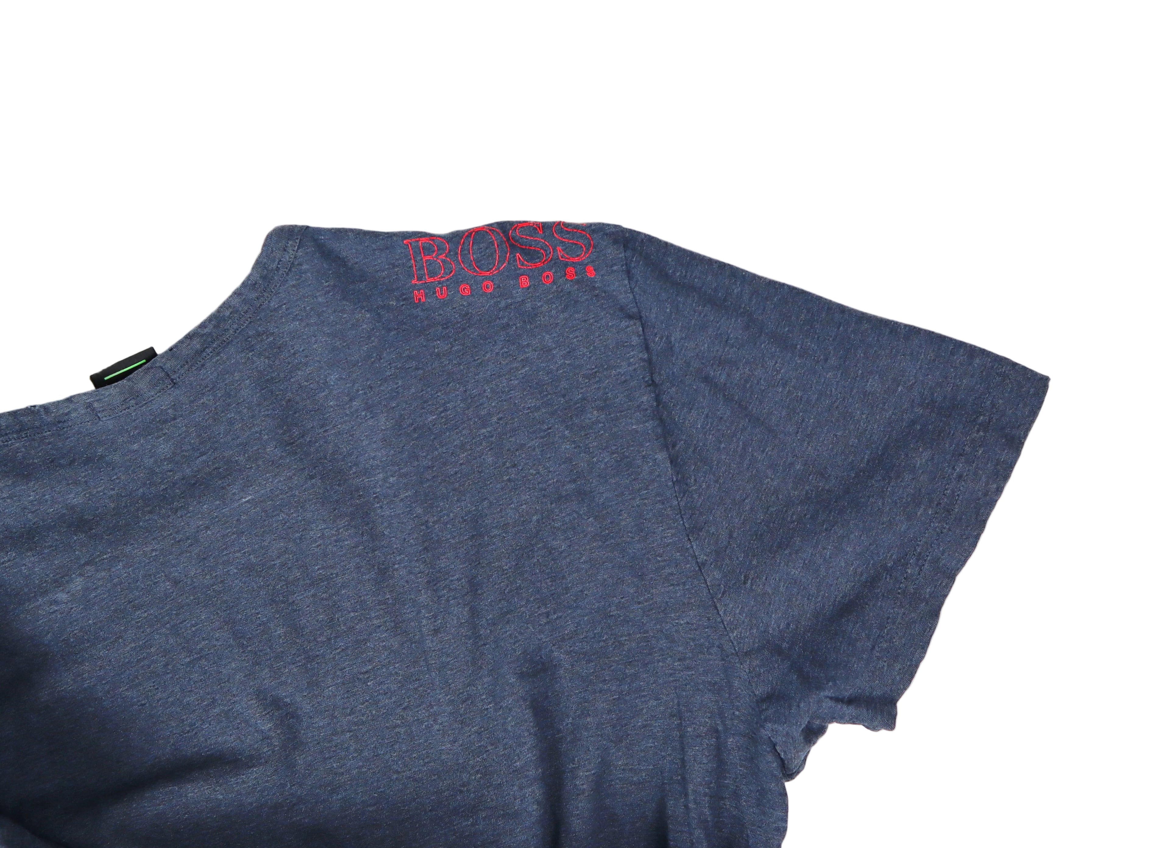 BOSS Hugo Boss T-shirt XL achterkant donkerblauw met rode schouderprint