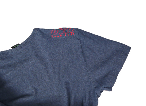 BOSS Hugo Boss T-shirt XL achterkant donkerblauw met rode schouderprint