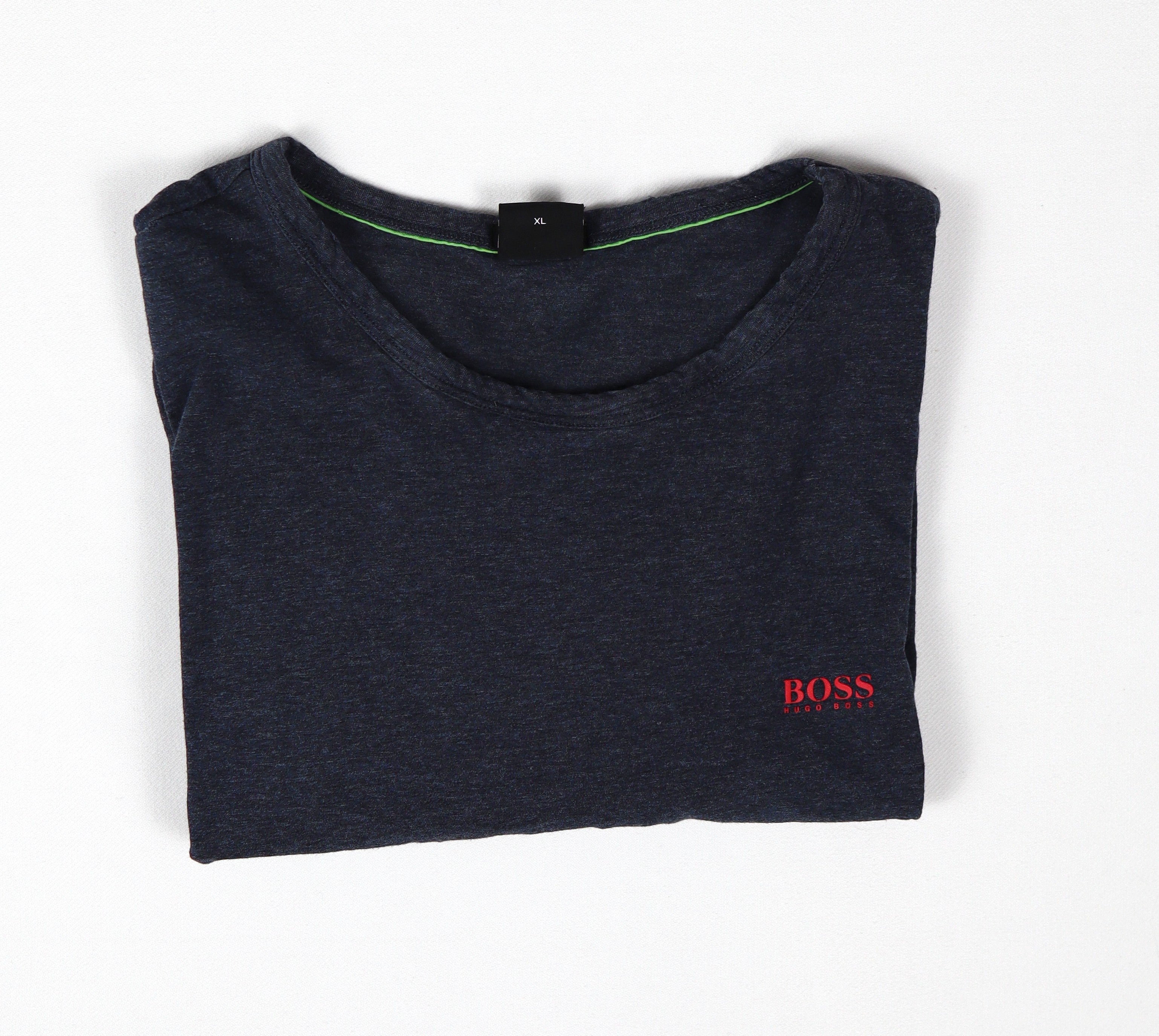 BOSS Hugo Boss T-shirt heren XL donkerblauw voorkant met rode logoprint