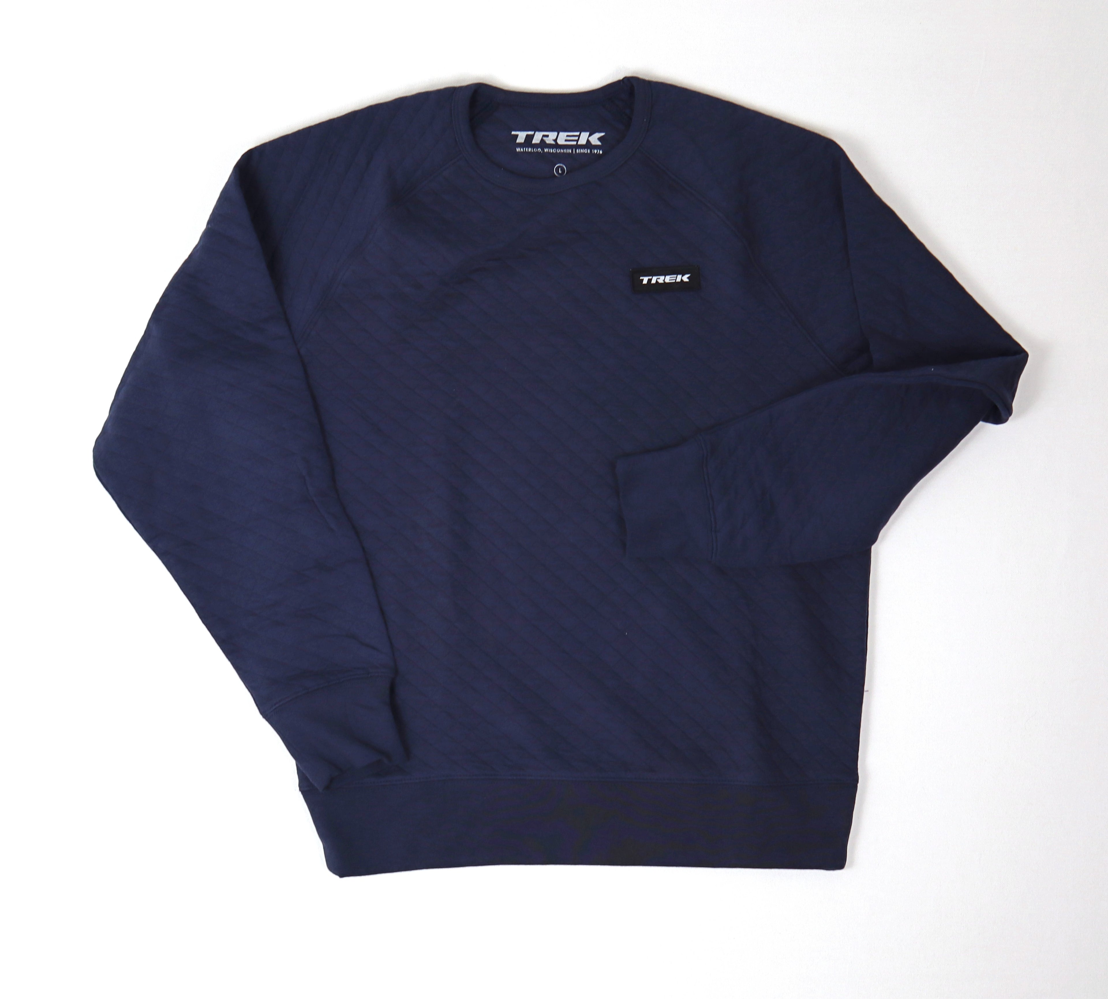 Donkerblauwe Trek sweater met reliëf voorkant
